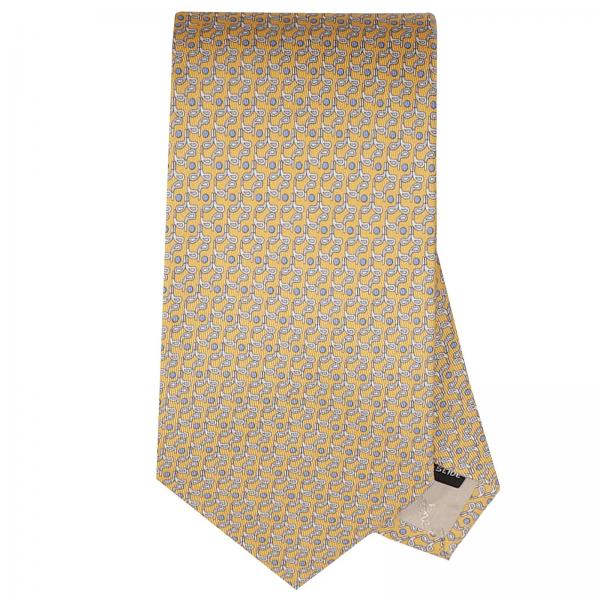 Cravatta Giallo Micro Fantasia Rosso E Azzurro Twill Di Seta Tre - Foto 7