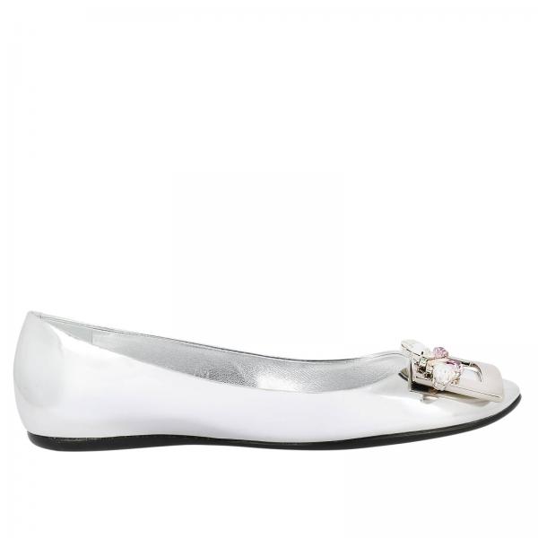 roger vivier silver flats