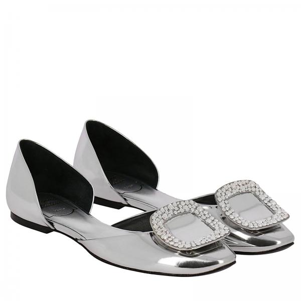Laminata Ballerina Pelle Buckle Strass In Chips 3L5jq4AR