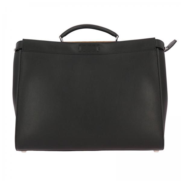 Borsa Peekaboo in pelle con interni tappetino zucca Fendi e tracolla removibile