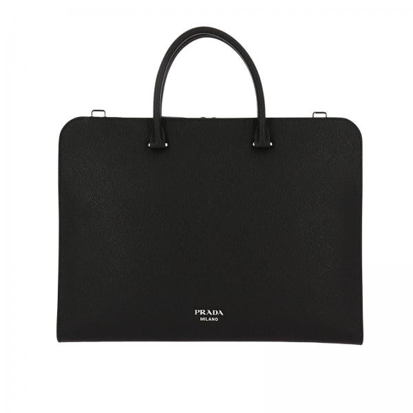 Borsa Documenti Vera Uomo In Nero Saffiano Pelle Porta Prada gwcgqHBr