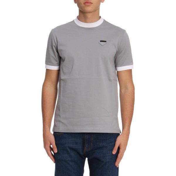 PRADA: T-shirt men - Grey | T-Shirt Prada UJN452 1C61 GIGLIO.COM