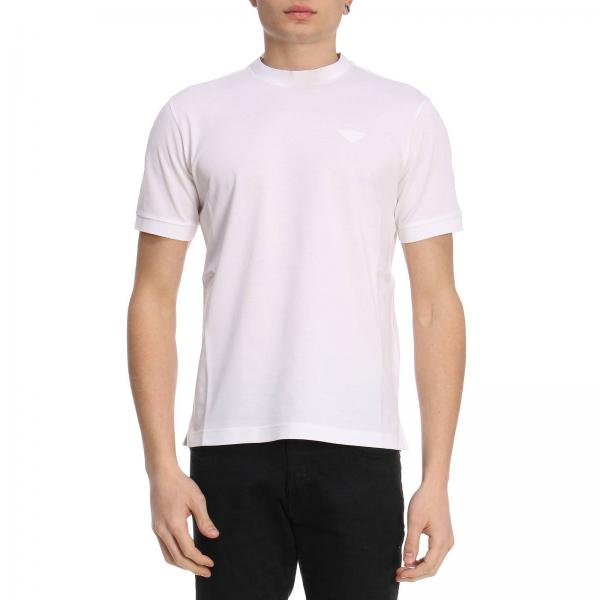 PRADA Tshirt a girocollo in cotone piqué con logo classico TShirt