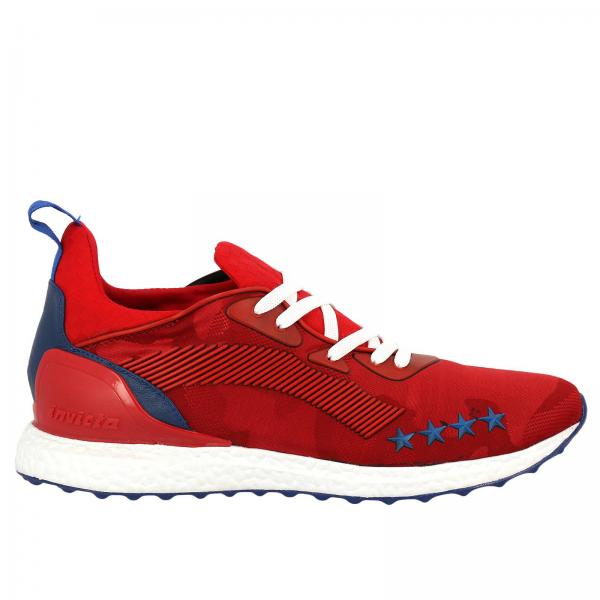 Sneakers Running in tela camouflage e pelle a contrasto con logo applicato