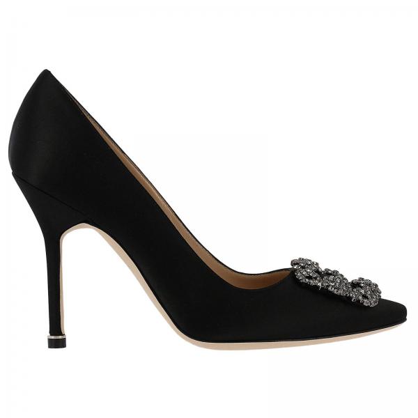 Manolo Blahnik für Damen: Hangisi Dekolleté Manolo Blank aus Satin und einer Swarovski Kristallschnalle