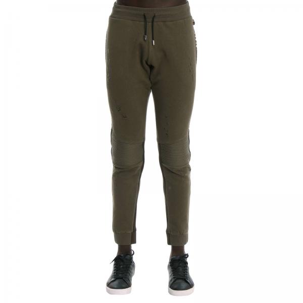Pantalone Tonight's the night jogging in cotone con borchie metalliche sezioni stretch e micro rotture