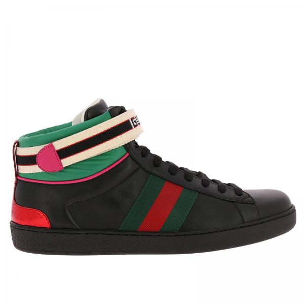 GUCCI: New Ace sneakers in soft leather with Web bands in nylon ...