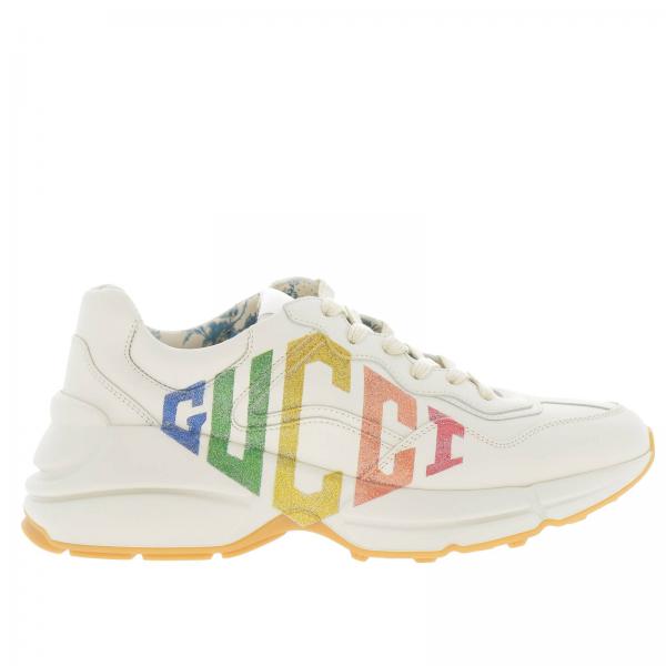 gucci ivory rhyton rainbow glitter sneakers