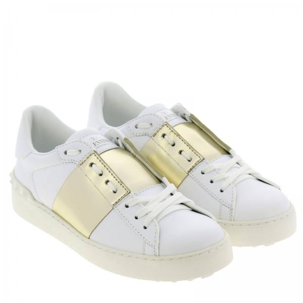 Con Sneakers Open Metallizzata Liscia Borchie In Pelle Banda E bf7Y6gyv