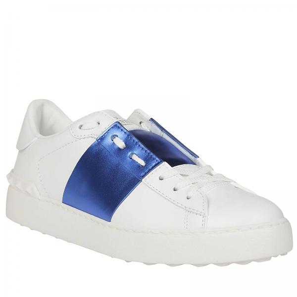 Con Sneakers Open Metallizzata Liscia Borchie In Pelle Banda E bf7Y6gyv
