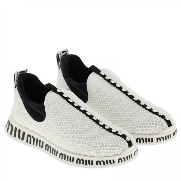 Tessuto Rete E Slip Logata Con Cristalli Sneakers In Suola On Tecnico 0wmv8NOn