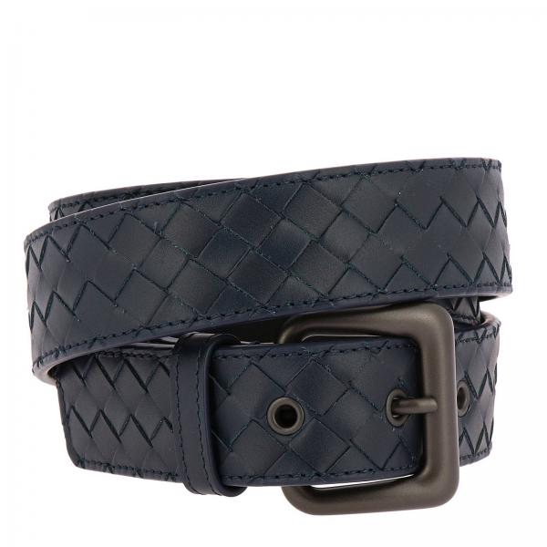 BOTTEGA VENETA: Woven Leather belt with classic buckle - Blue | Belt