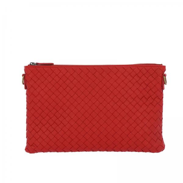 Pochette Biletto in nappa con lavorazione intrecciata e tracolla amovibile