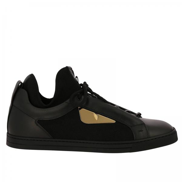 FENDI: Monster Eyes Lace-up sneakers with genuine leather and canvas ...