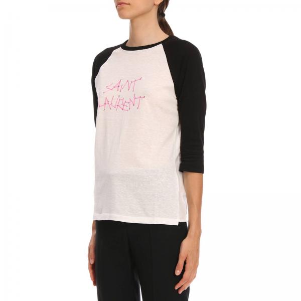 Laurent shirt Con Girocollo Stampa T Maxi Saint In Cotone A edrCxoB