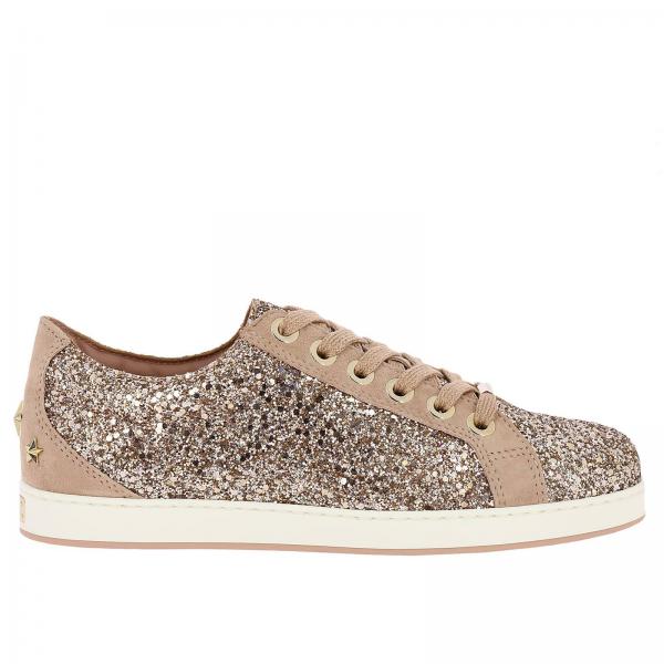 Jimmy Choo Outlet: Cash / F sneakers in suede leather and glitter ...