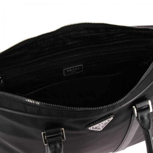PRADA: Borsa da lavoro porta pc in nylon con logo triangolare e tracolla  amovibile - Nero | Borsa Prada 2VE368 V.YOS 064 GIGLIO.COM