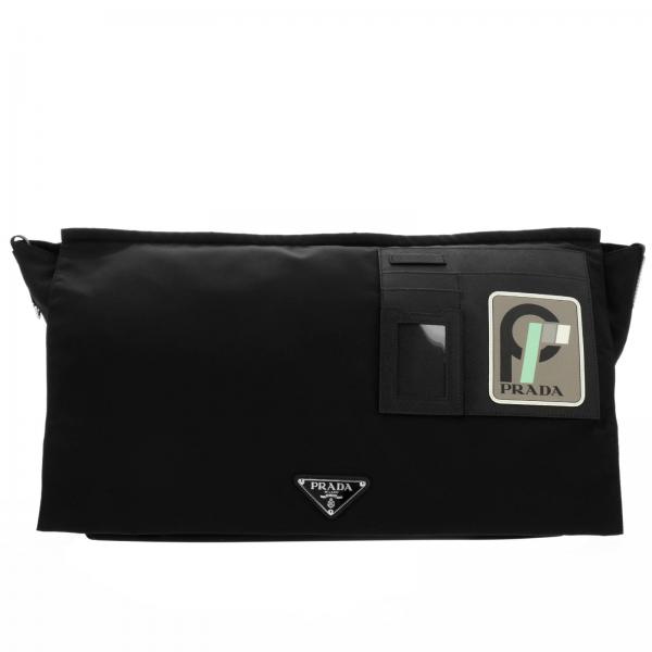 Prada Men S Black Bags Shoulder Bag In Nylon With Maxi Patch Bags Men Prada Black