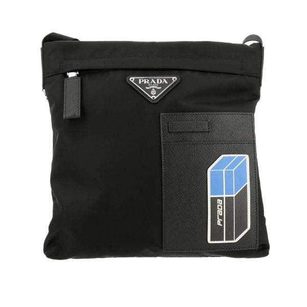 Prada Men S Black Bags Nylon Bag With Classic Triangular Bags Men Prada Black