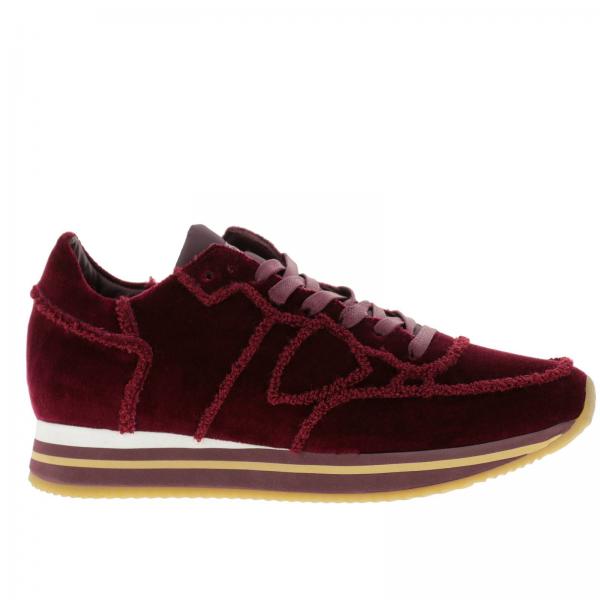 Philippe Model Outlet: sneakers for woman - Burgundy | Philippe Model ...