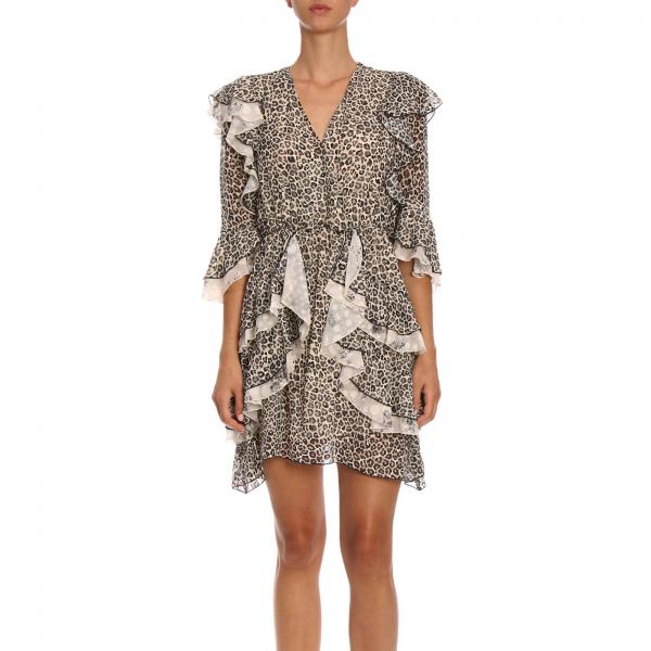 Pinko Outlet: Abito Gustavo in fil coupe maculato con rouches all over -  Nero | Abito Pinko 1B13EC-7224 GUSTAVO GIGLIO.COM