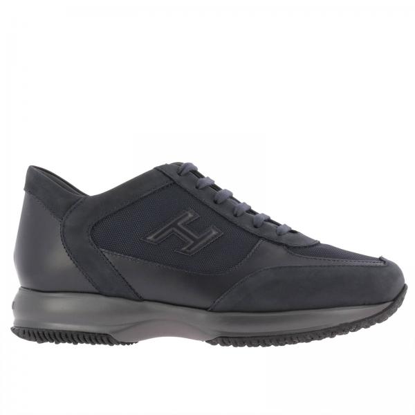 Sneakers New Interactive in nabuk camoscio e tela con H flock