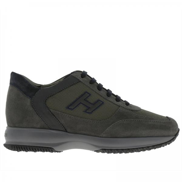 Sneakers New Interactive in pelle camoscio e tela con H flock