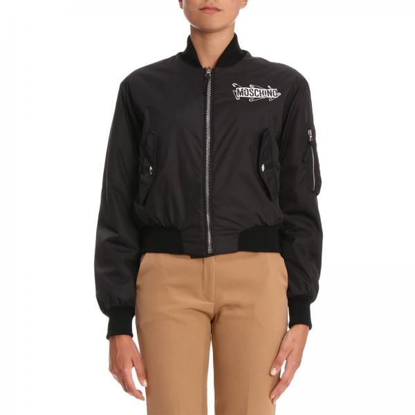 Lana Nylon Moschino Giacca Vergine Couture E In Donna Nero Bomber 8wxZSB