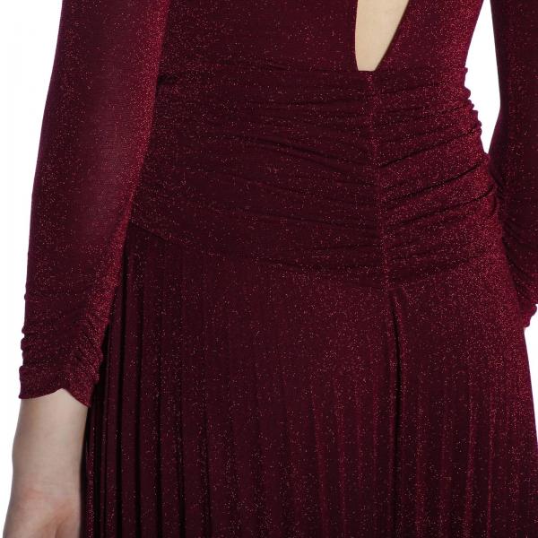 Elisabetta Franchi Outlet: Abito lungo in tessuto lurex con drappeggio -  Bordeaux | Abito Elisabetta Franchi AB622 88E2 GIGLIO.COM