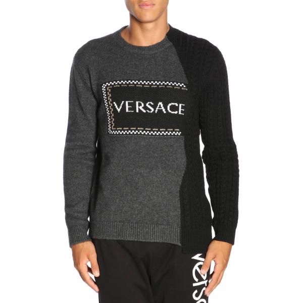 Versace Outlet: Sweater men | Sweater Versace Men Grey | Sweater ...