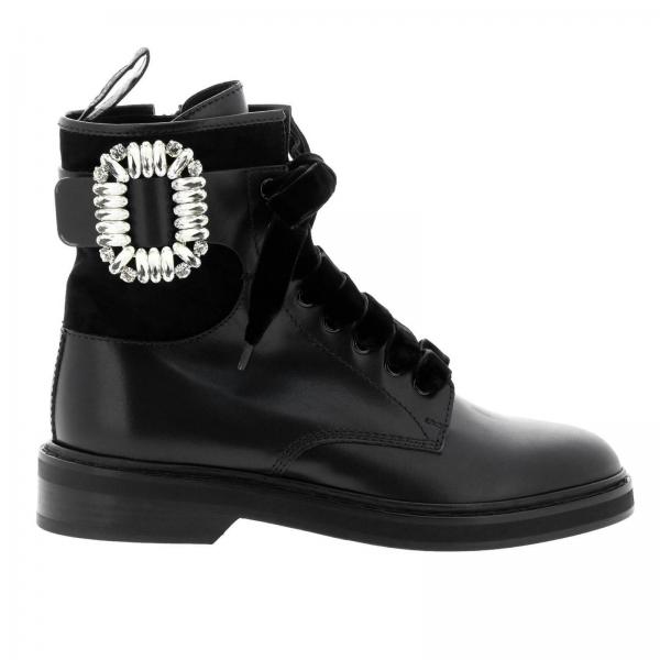 Stivaletto Viv' Rangers strass buckle in pelle e camoscio con lacci in velluto