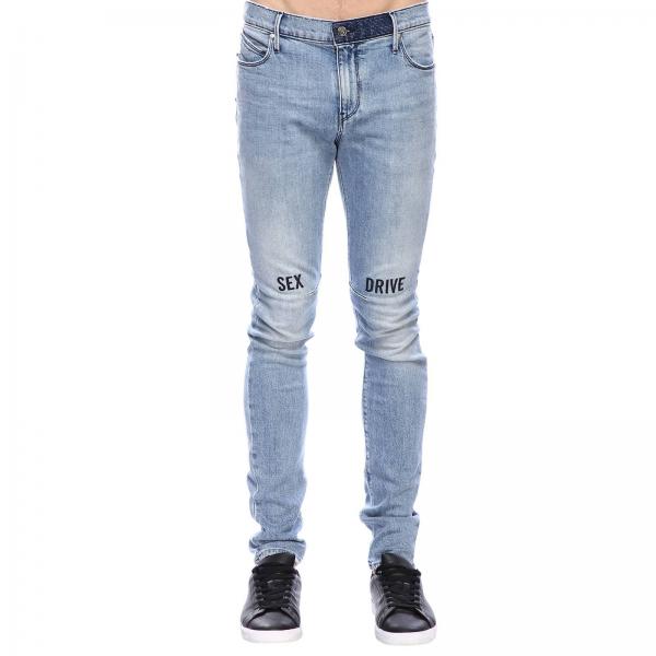 Jeans A 5 Tasche Skinny Stretch Used A Vita Bassa Con Stampa Sex Drive