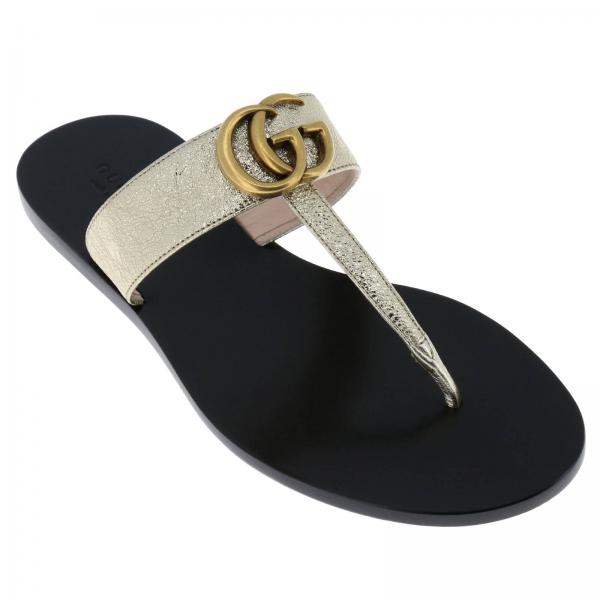 Shoes women Gucci Flat Sandals Gucci Women Gold Flat Sandals Gucci