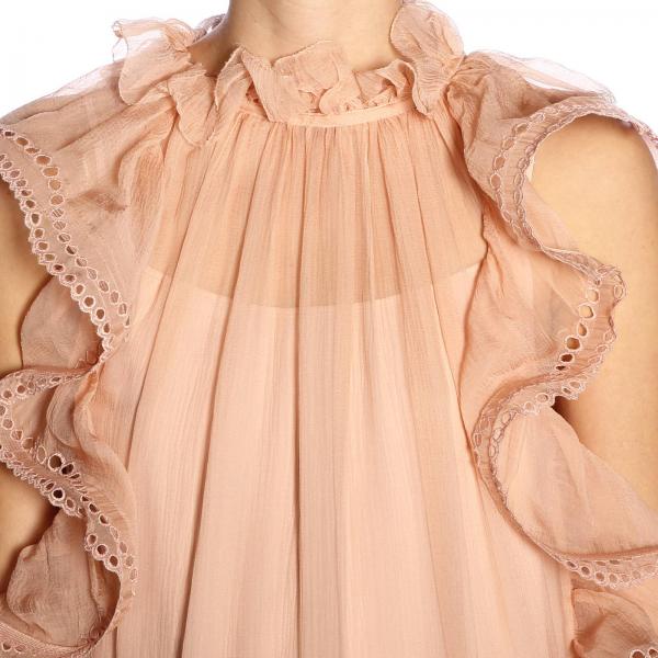 Chiffon Maniche Rouche Senza Con Abito qLRj4A35