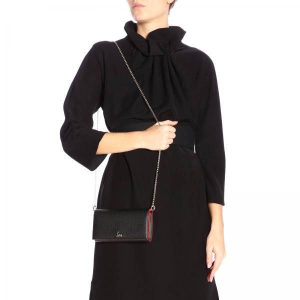 Con Donna Pelle Logo In Wallet Mini Louboutin NeroBoudoir Chain Borsa Martellata 1185068 Christian lK1JTcF3