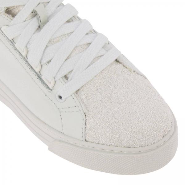 In Micro Logo Miu Stringata Con Polacco A Glitter Pelle Sneakers Liscia E Perline 3KTF1Julc