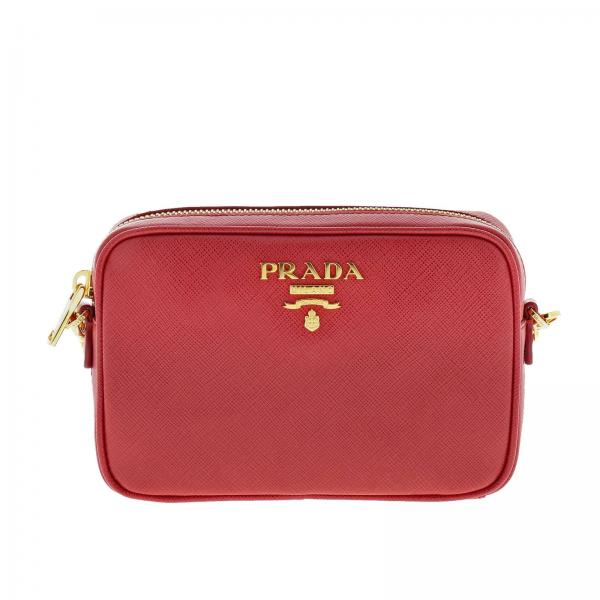 PRADA: mini bag for woman - Red | Prada mini bag 1BH036OOO NZV online ...