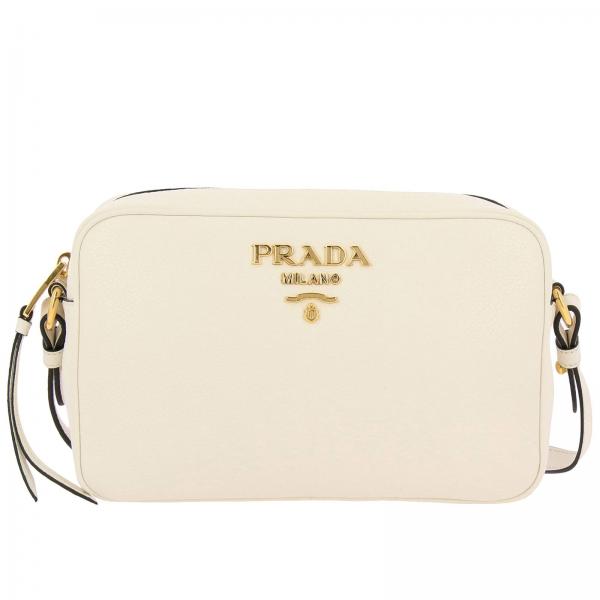 PRADA: mini bag for women - White | Prada mini bag 1BH093NOM 2BBE ...
