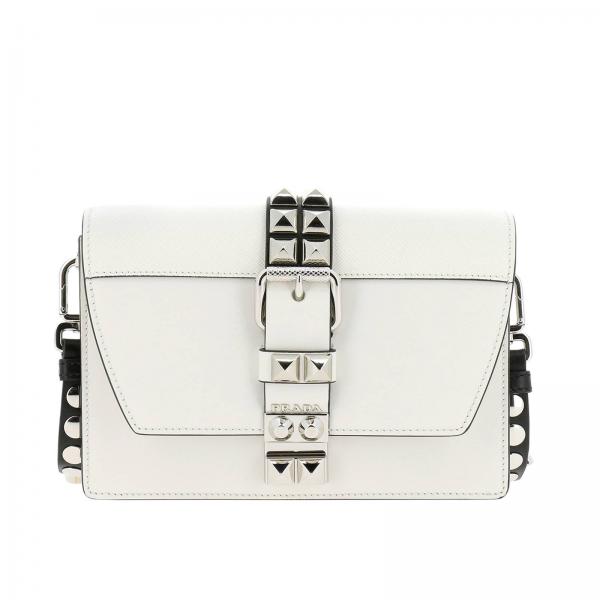 PRADA: Elektra small bag in genuine saffiano leather and smooth leather ...