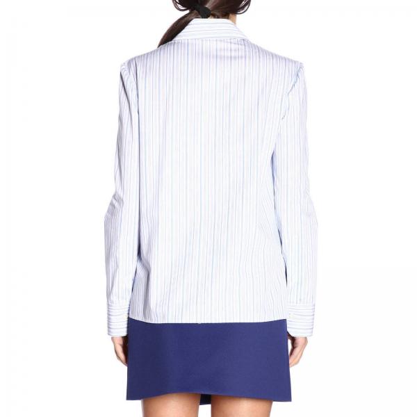 Con E A Rouches Puro Zip Righe Cotone In Logo Broccate Prada Camicia Nw0nkX8OP