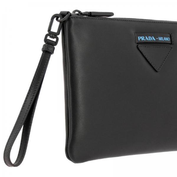 Con Milano Portadocumenti A 2nh006 In Uomo Prada Pelle 2bya NeroPochette Liscia Logo Contrasto SzMGVLUqp