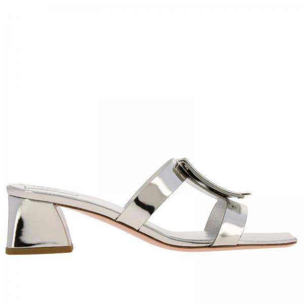 ROGER VIVIER: heeled sandals for women - Silver | Roger Vivier heeled ...