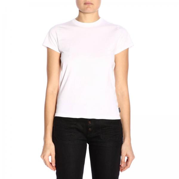 T-shirt a girocollo slim in jersey di cotone stretch con maxi stampa genere posteriore