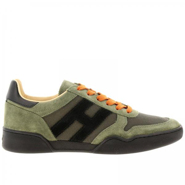 Sneakers 357 Sporty in camoscio micro rete e pelle con big H