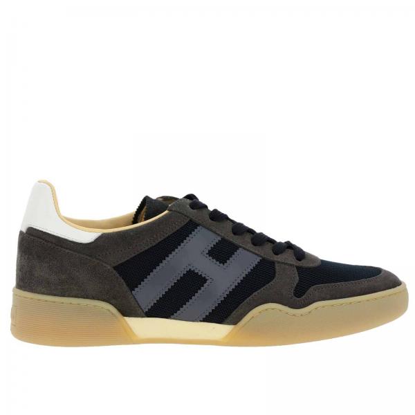 Sneakers 357 Sporty in camoscio e micro rete con big H in pelle