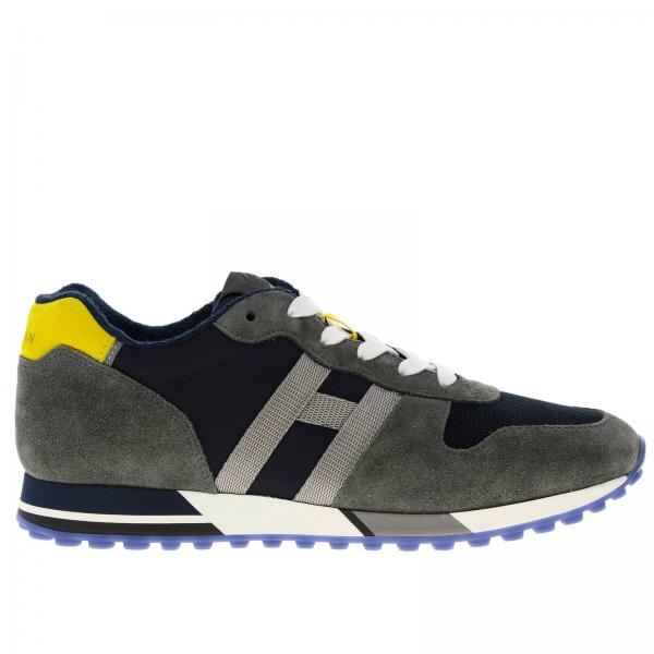 Sneakers 383 in camoscio nylon imbottito e micro rete con big H
