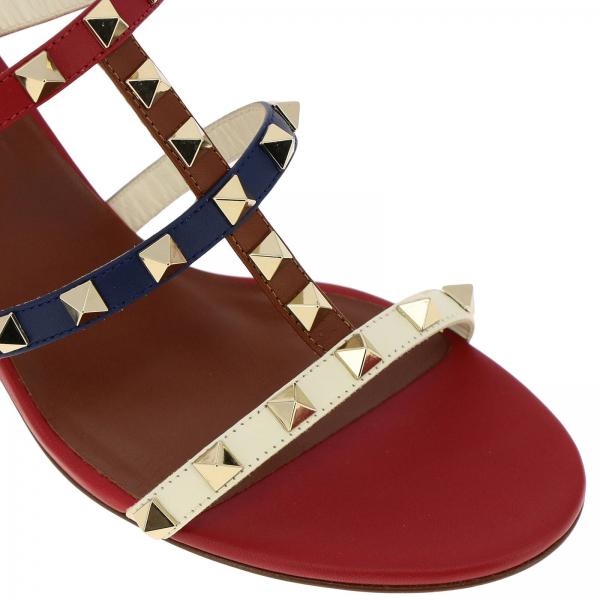 Liscia Vera Pelle Largo Rockstud Tacco In Con Multicolor Sandalo yY7gf6b