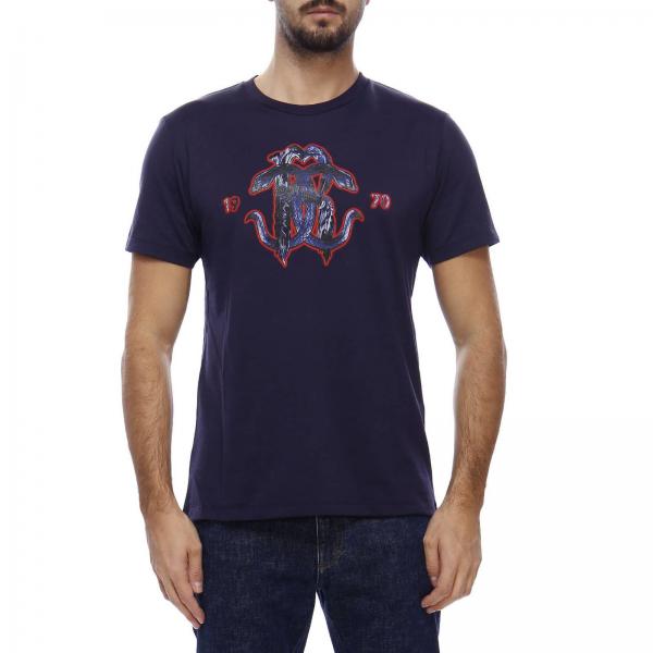 Roberto Cavalli Outlet: T-shirt men - Blue | T-Shirt Roberto Cavalli ...