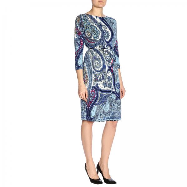 By Etro Maniche Cintura In Con Paisley E A Lunghe Jersey Fantasia Abito Longuette pUGSzqMVL