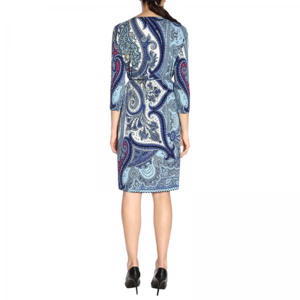 By Etro Maniche Cintura In Con Paisley E A Lunghe Jersey Fantasia Abito Longuette pUGSzqMVL